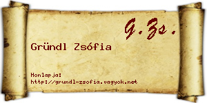 Gründl Zsófia névjegykártya